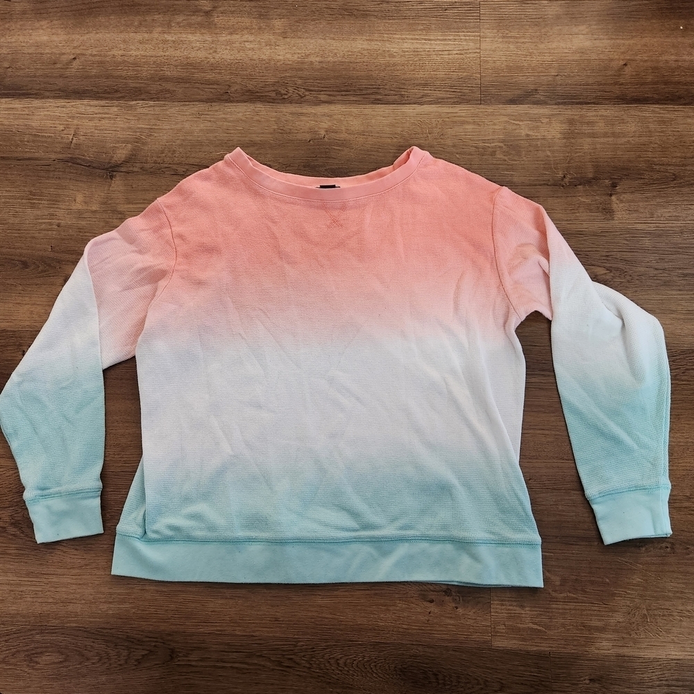 Splendid Waffle Knit Tie Dye Crewneck Pullover Sweater Shirt